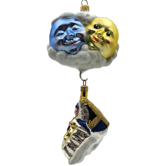 Patricia Breen Sweet Dreams Pearl Bed Gold Trim Moon Sun Christmas Tree Ornament - Picture 3 of 13